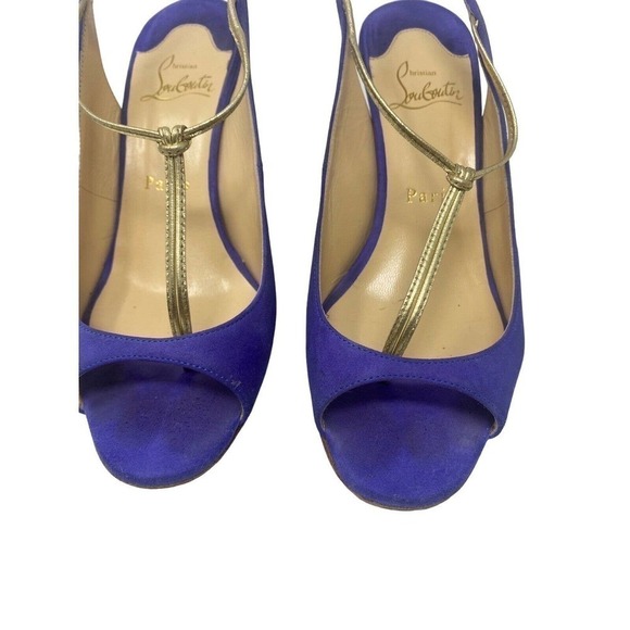 Christian Louboutin Purple and Gold Heels - Picture 2 of 9